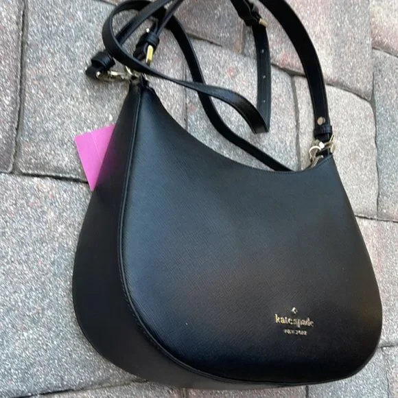 Kate Spade Staci Saffiano Leather Shoulder Bag Black - Picture 9 of 16